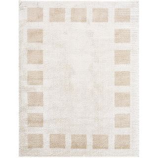 Area Rug, 7'10" x 10', Polyester Shag in Beige and Cream