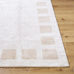 Area Rug, 7'10" x 10', Polyester Shag in Beige and Cream