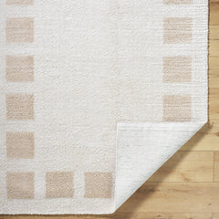 Area Rug, 7'10" x 10', Polyester Shag in Beige and Cream