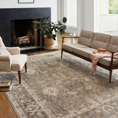 Area Rug, 7'10" x 10', Sage/Blush with Cream Accents