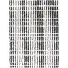 Area Rug, 7'10" x 10', White Polyester with Striped Pattern