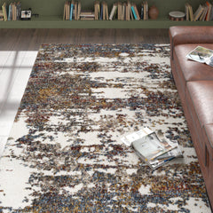 Area Rug, 7'10" x 10' with Shag Pile in Brown, Red and Blue