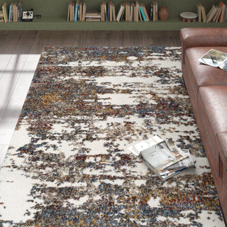 Area Rug, 7'10" x 10' with Shag Pile in Brown, Red and Blue