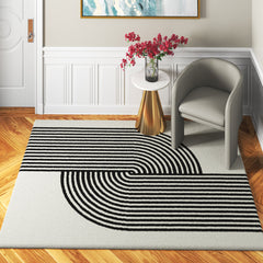 Area Rug, 7'10" x 10' with Striped Polyester Pile
