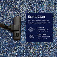 Area Rug, 7'10" x 11'2" with Navy Floral Pattern