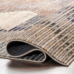 Area Rug, 7'10" X 11', Brown/Beige Abstract Pattern