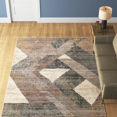 Area Rug, 7'10" X 11', Brown/Beige Abstract Pattern