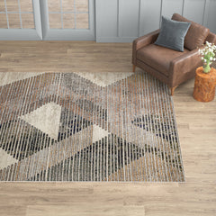 Area Rug, 7'10" X 11', Brown/Beige Abstract Pattern