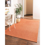 Area Rug, 7'10" x 11', Orange Shag with Polypropylene Pile