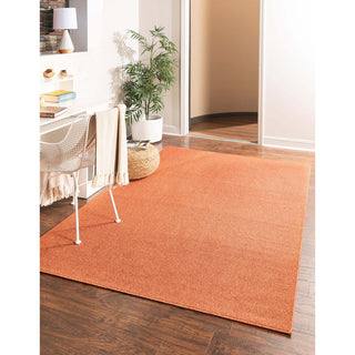 Area Rug, 7'10" x 11', Orange Shag with Polypropylene Pile