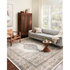 Area Rug, 7'11" x 10'6", Oatmeal and Ivory with Denim Blue Accents