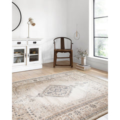 Area Rug, 7'11" x 10'6", Oatmeal and Ivory with Denim Blue Accents