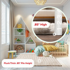 Area Rug, 7'6" x 9'6", Beige Polyester with Non-Slip Backing