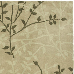 Area Rug, 7'6" x 9'6", Green Wool and Viscose with Floral Pattern