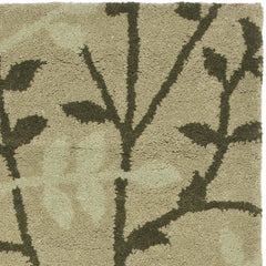 Area Rug, 7'6" x 9'6", Green Wool and Viscose with Floral Pattern