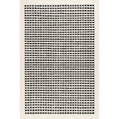 Area Rug, 7'6" x 9'6" Hand Woven Striped Wool in White and Blue