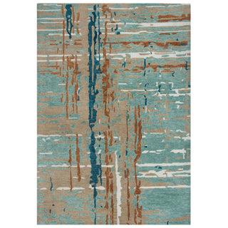 Area Rug, 7'6" x 9'6" in Gray, Brown and Blue Abstract Polyester
