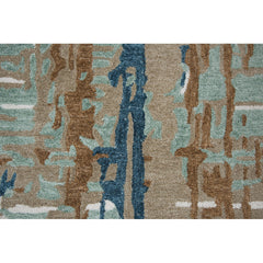 Area Rug, 7'6" x 9'6" in Gray, Brown and Blue Abstract Polyester