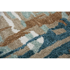 Area Rug, 7'6" x 9'6" in Gray, Brown and Blue Abstract Polyester