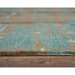 Area Rug, 7'6" x 9'6" in Gray, Brown and Blue Abstract Polyester
