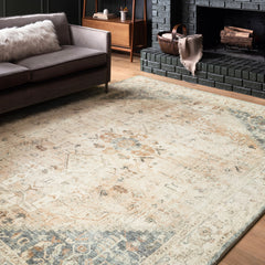 Area Rug, 7'6" x 9'6" in Ivory Polyester with Oriental Pattern