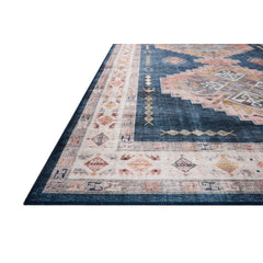 Area Rug, 7'6" x 9'6" in Navy, Beige and Pink