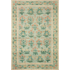 Area Rug 7'6" x 9'6" in Orange, Pink, Green and Beige