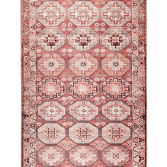 Area Rug, 7'6" x 9'6" in Red Polyester with Oriental Pattern