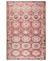 Area Rug, 7'6" x 9'6" in Red Polyester with Oriental Pattern