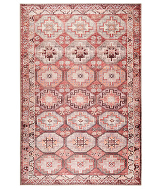 Area Rug, 7'6" x 9'6" in Red Polyester with Oriental Pattern