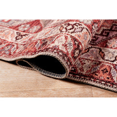 Area Rug, 7'6" x 9'6" in Red Polyester with Oriental Pattern