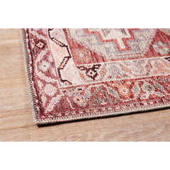 Area Rug, 7'6" x 9'6" in Red Polyester with Oriental Pattern