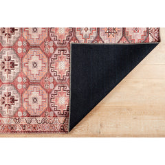 Area Rug, 7'6" x 9'6" in Red Polyester with Oriental Pattern
