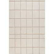 Area Rug, 7'6" x 9'6", Ivory Wool with Checkered Pattern