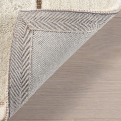 Area Rug, 7'6" x 9'6", Ivory Wool with Checkered Pattern