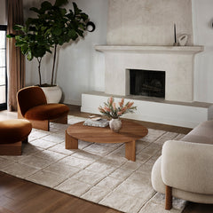 Area Rug, 7'6" x 9'6", Ivory Wool with Checkered Pattern