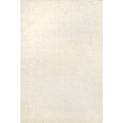 Area Rug, 7'6" x 9'6", Off-White Hand-Woven Wool with Geometric Pattern