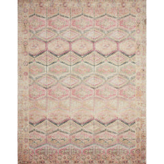 Area Rug, 7'6" x 9'6", Pink with Geometric Pattern