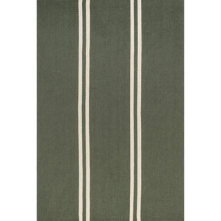 Area Rug, 7'6" x 9'6", Striped Cotton and Wool in Green