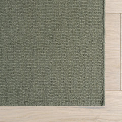 Area Rug, 7'6" x 9'6", Striped Cotton and Wool in Green