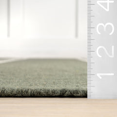 Area Rug, 7'6" x 9'6", Striped Cotton and Wool in Green