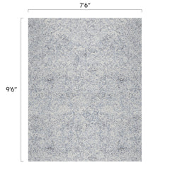 Area Rug, 7'6" x 9'6" with Blue and White Wool Pile