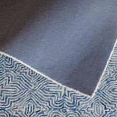 Area Rug, 7'6" x 9'6" with Blue and White Wool Pile