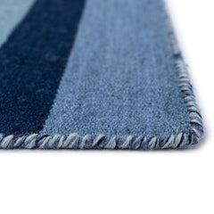 Area Rug, 7'6" x 9'6" with Blue Striped Polyester