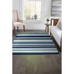 Area Rug, 7'6" x 9'6" with Blue Striped Polyester