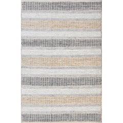 Area Rug, 7'6" x 9'6" with Brown Striped Leather and Jute Weave