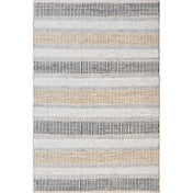Area Rug, 7'6" x 9'6" with Brown Striped Leather and Jute Weave