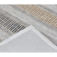 Area Rug, 7'6" x 9'6" with Brown Striped Leather and Jute Weave