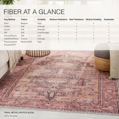 Area Rug, 7'6" x 9'6" with Pink Polyester