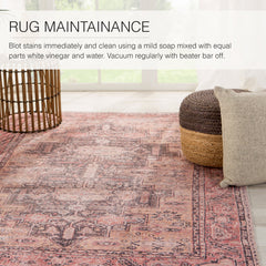 Area Rug, 7'6" x 9'6" with Pink Polyester